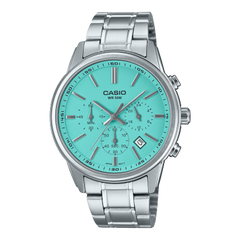 Casio Men's Watch Analog Tiffany Blue Dial With Silver Stainless Steel Band, MTP-E515D-2A2VDF