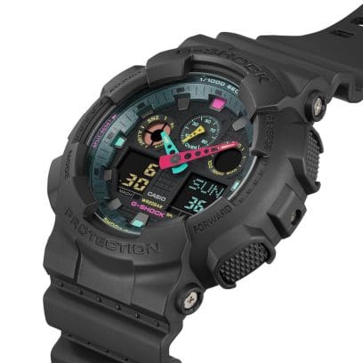 G-Shock Men's Watch Analog & Digital Combo, Black & Green Dial Black Resin Band, GA-100MF-1ADR
