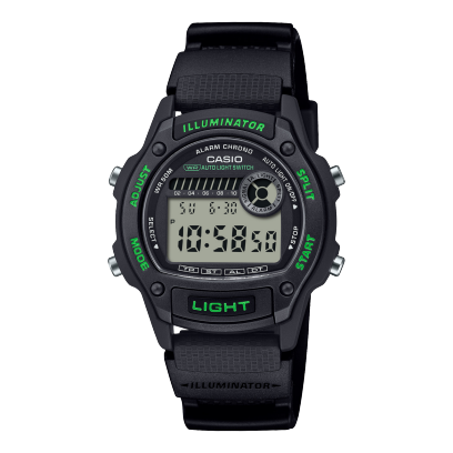 Casio Unisex Watch Digital Dial with Black Fabric Band, W-220H-1A3VDF