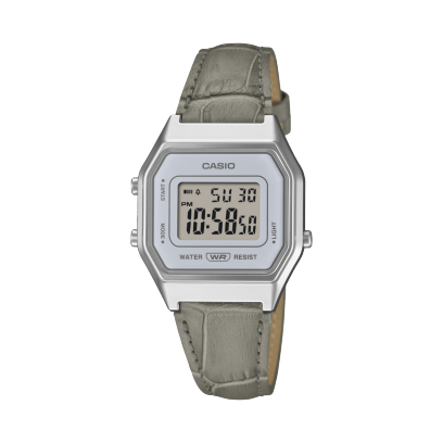 Casio men analog watch, stylish dial with grey  leather strap, model CS-LA680WEL-8A2DF, Bahrain