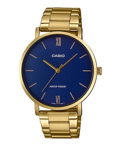 Casio men analog watch, blue dial with comfortable strap, model CS-MTP-VT01G-2BUDF, Bahrain