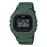 Casio Men's Watch Digital Black Dial with Green Resin Band, W-218H-3BVDF