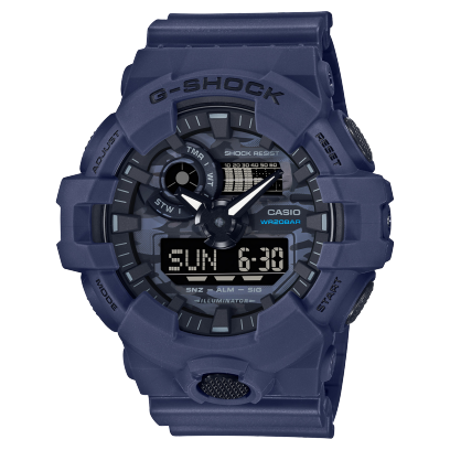 G-Shock men analog watch, digital dial with blue resin band, model GS-GA-700CA-2ADR, Bahrain