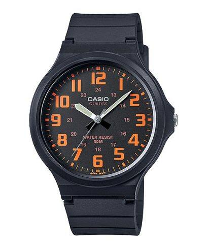 Casio men analog watch, black dial with comfortable strap, model CS-MW-240-4BVDF, Bahrain