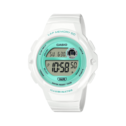 Casio men analog watch, green dial with white resin band, model CS-LWS-1200H-7A3VDF, Bahrain