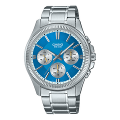 Casio, Men's Watch Analog, Blue Dial Silver Stainless Steel Band, MTP-1375D-2A2VDF