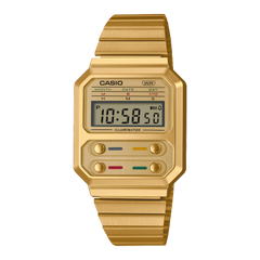 Casio, Men's Watch Digital, Gold Dial Gold Stainless Steel Band, A100WEG-9ADF