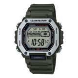 Casio,Men's Watch Digital, Grey Dial Green Resin Band, MWD-110H-3AVDF