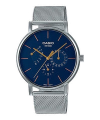 Casio,Men's Watch Analog, Blue Dial Silver Stainless Steel Mesh Band, MTP-E320M-2EVDF