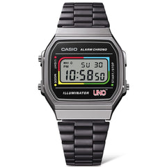 Casio Vintage UNO Edition Unisex Watch Digital Dial Black Stainless Steel Band, A168WEUC-1ADR