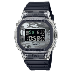 G-Shock Men's Watch Digital Transparent Dial with Black Resin Band, DW-5600SKC-1DR