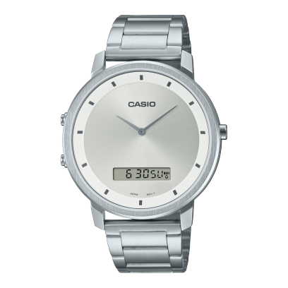 Casio,Men's Watch Analog-Digital, Silver Dial Silver Stainless Steel Band, MTP-B200D-7EDF