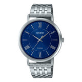 Casio, Menâ€™s Watch Analog, Blue Dial Silver Stainless Steel Band, MTP-B110D-2AVDF