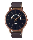 Casio, Menâ€™s Watch Analog, Black Dial Brown Leather Band, MTP-B105RL-1AVD