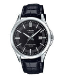 Casio, Men’s Watch Analog, Black Dial Black Leather Band, MTS-100L-1AVDF