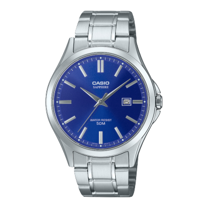 Casio men analog watch, blue-111 dial with stainless steel band, model CS-MTS-115D-2A1VDF, Bahrain