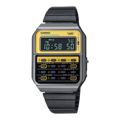 Casio Vinatge Unisex Watch Digital Yellow Dial With Black Stainless Steel Band, CA-500WE-7BDF