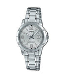 Casio, Womenâ€™s Watch Analog, Silver Dial Silver Stainless Steel Band, LTP-V004D-7B2UD