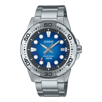 Casio men analog watch, blue-111 dial with stainless steel band, model CS-MTD-140D-2AVDF, Bahrain