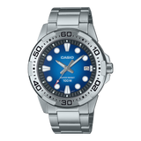 Casio  Men's  Divers Style 100 m Water Resist Blue Dial With Stainless Steel Band, MTD-140D-2AVDF