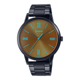 Casio,Men's Watch Analog,Brown Dial Black Stainless Steel Band, MTP-E600B-1BDF