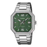 Casio men analog watch, green dial with stainless steel strap, model CS-MTP-B195D-3AVDF, Bahrain