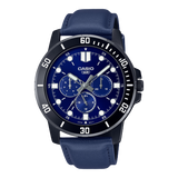 Casio, Menâ€™s Watch Analog, Blue Dial Blue Leather Band, MTP-VD300BL-2EU