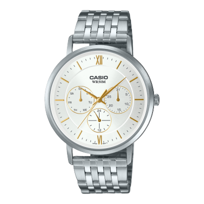 Casio,Men's Watch Analog,White Dial Silver Stainless Steel Band, MTP-B300D-7AVDF