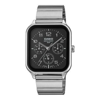 Casio men analog watch, black dial with stainless steel strap, model CS-MTP-M306D-1AVDF, Bahrain