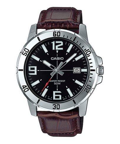 Casio men analog watch, black dial with comfortable strap, model CS-MTP-VD01L-1BVUD, Bahrain