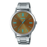 Casio,Men's Watch Analog,Brown Dial Silver Stainless Steel Band, MTP-E600D-1BDF