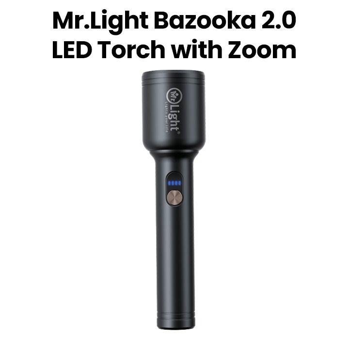 Mr. Light  Rechargeable Flashlight 2.0-1060  Lumens with Telescopic Zoom Function, BAZOOKA20