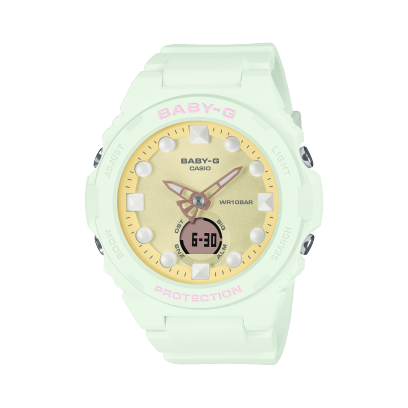 Baby-G Women's Watch Analog-Digital Gold Dial with Mint Green Resin Band, BGA-320FH-3ADR