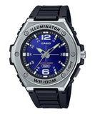 Casio, Menâ€™s Watch Analog, Blue Dial Black Resin Band, MWA-100H-2AVDF