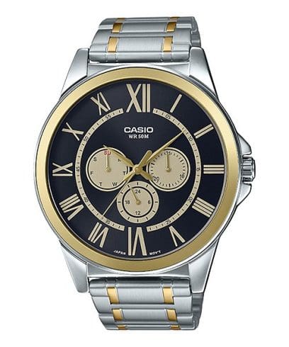 Casio, Men's Watch Analog, Black Dial Silver Stainless Steel Band, MTP-E318SG-1BVD