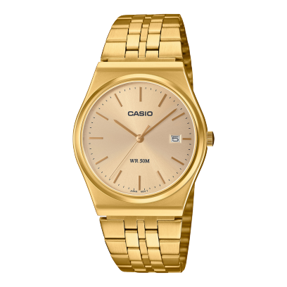 Casio men analog watch, gold dial with gold stainless steel band, model CS-MTP-B145G-9AVDF, Bahrain
