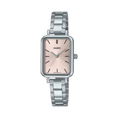 Casio men analog watch, pink dial with silver stainless steel band, model CS-LTP-V009D-4EUDF, Bahrain