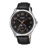 Casio Men's Watch Analog Black Dial With Black Leather Band, MTP-M110D-1AVDF