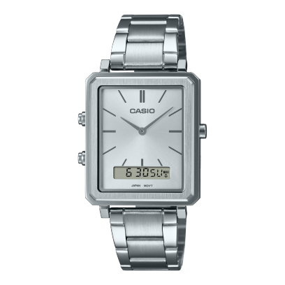 Casio,Men's Watch Analog-Digital, Silver Dial Silver Stainless Steel  Band, MTP-B205D-7EDF