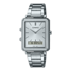 Casio,Men's Watch Analog-Digital, Silver Dial Silver Stainless Steel  Band, MTP-B205D-7EDF