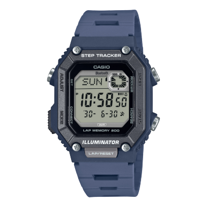 Casio Bluetooth Step Tracker Men's Watch Digital Dial With Blue Resin Strap, WS-B1000-2AVDF