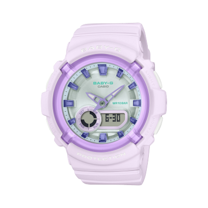 Baby-G Women's Watch Analog-Digital Silver Dial with Purple Resin Band, BGA-280SW-6ADR