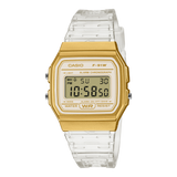 Casio Men's Digital White and Gold Dial With White Resin Band, F-91WS-7A2DF
