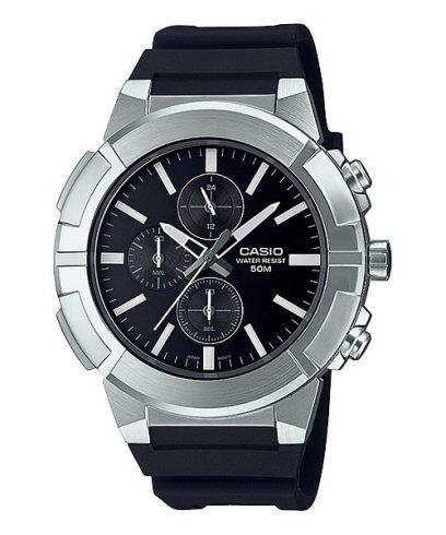 Casio,Men's Watch Analog,Black Dial Black Resin Band, MTP-E501-1AVDF