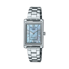 Casio Women's Watch Analog Mother of Pearl Dial with Silver Stainless Steel Band, LTP-1234DS-2ADF