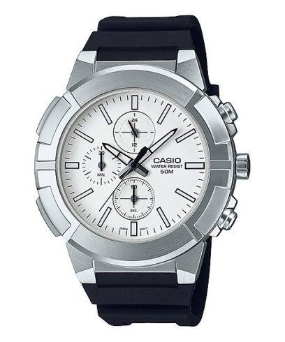 Casio,Men's Watch Analog,White Dial Black Resin Band, MTP-E501-7AVDF