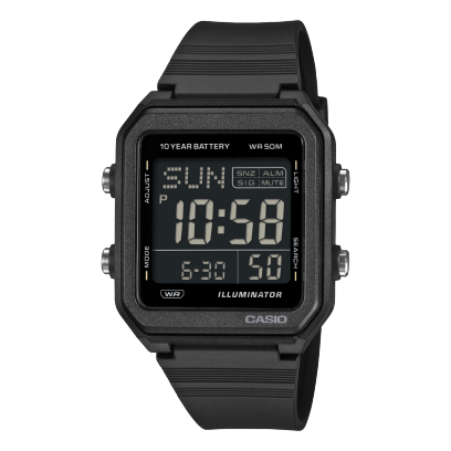 Casio Men's Digital Black Dial Watch With Black Resin Band, W-221H-1BVDF