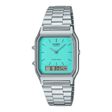 Casio Vintage Unisex Watch Analog-Digital Tiffany Blue Dial With Silver Stainless Steel, AQ-230A-2A2MQYDF