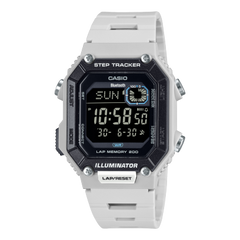 Casio Bluetooth Step Tracker Men's Watch Digital Dial With White Resin Strap, WS-B1000-8BVDF