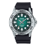 Casio Men's Watch Analog  Green Dial With Black Resin Band, MTD-140-3AVDF
